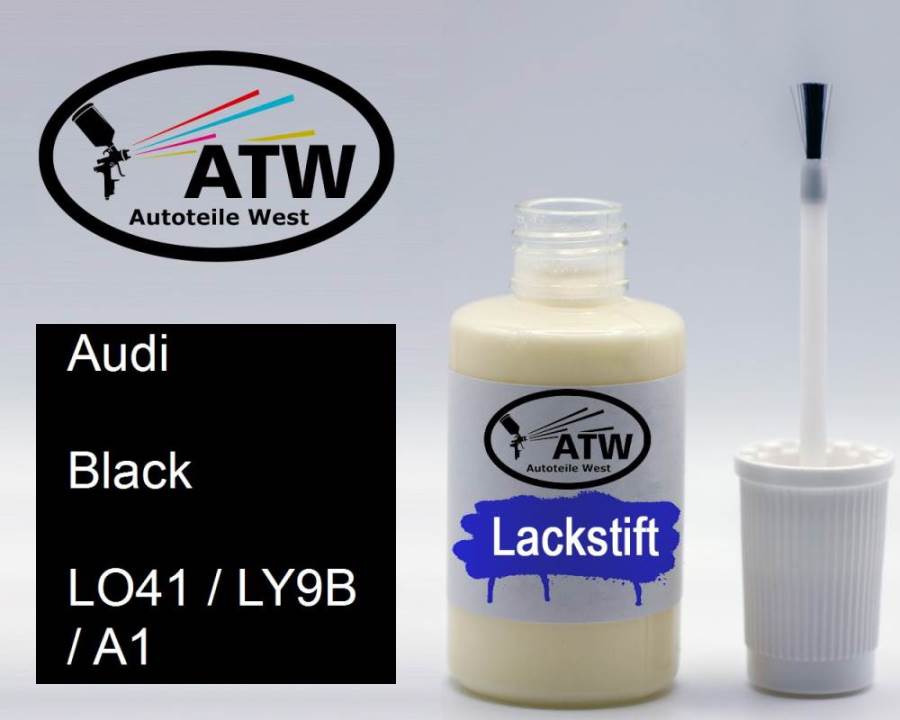 Audi, Black, LO41 / LY9B / A1: 20ml Lackstift, von ATW Autoteile West.